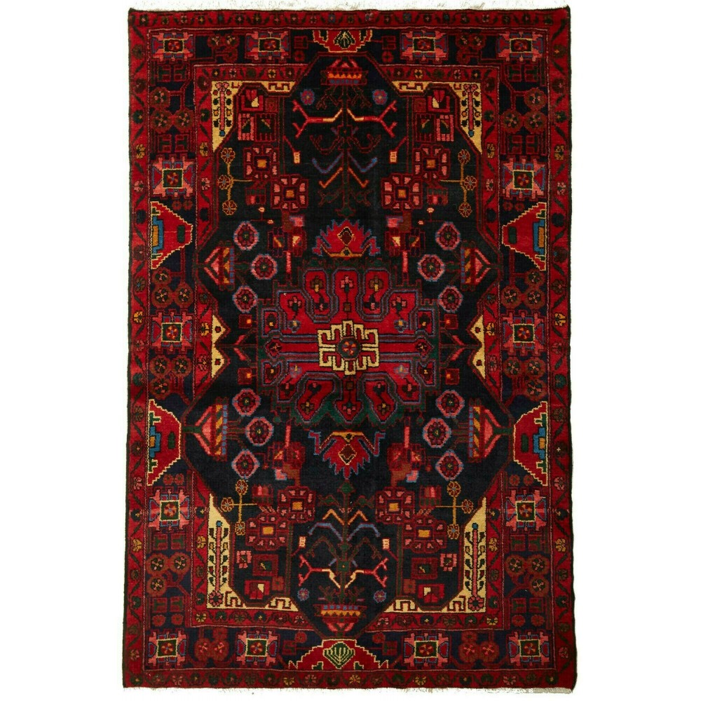 Tappeto Hamadan Persia blu arancione 138x207 Tappeto Hamadan Persia blu arancione 138x207