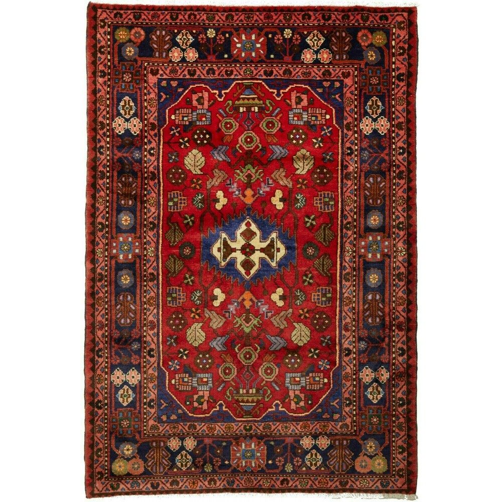 Tappeto Hamadan Persia marrone arancione 140x205 Tappeto Hamadan Persia marrone arancione 140x205
