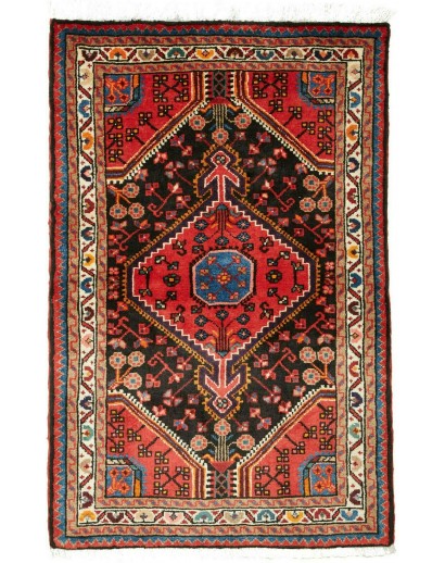 Tappeto Hamadan Persia rosso blu 83x128
