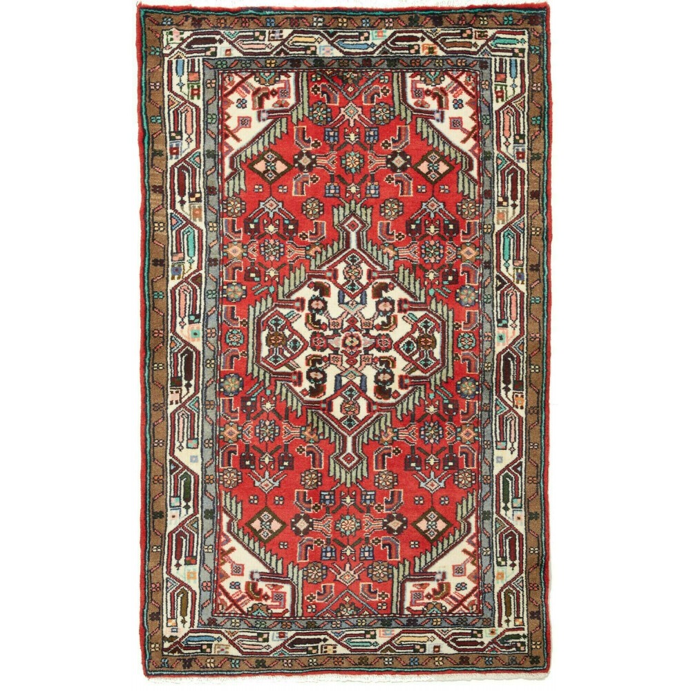 Tappeto Hamadan Persia marrone bianco 82x137 Tappeto Hamadan Persia marrone bianco 82x137