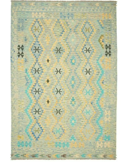 Tappeto Kilim Afghanistan marrone verde 199x307