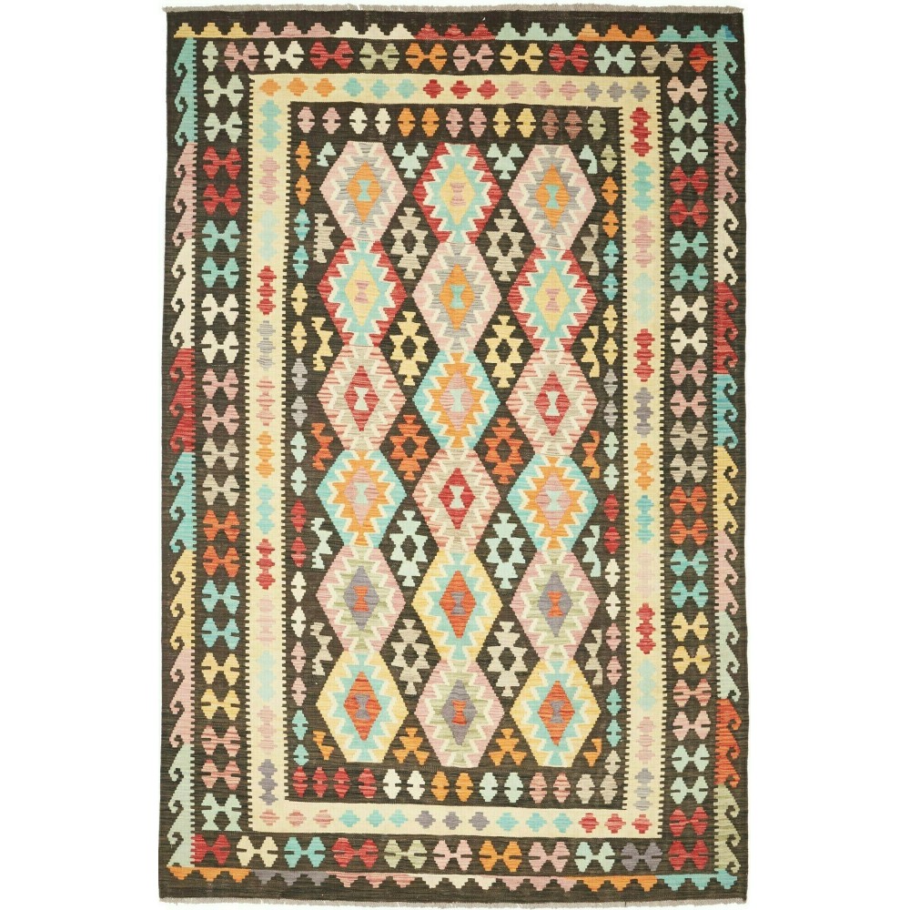 Tappeto Kilim Afghanistan marrone verde 194x294