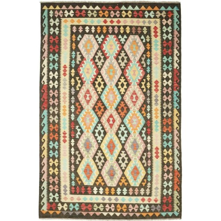 Tappeto Kilim Afghanistan marrone verde 194x294