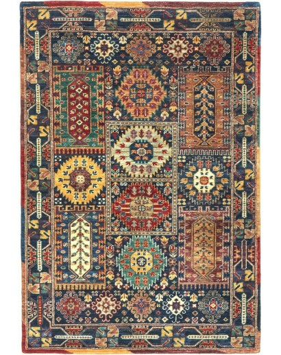 Tappeto Tribal Pakistan azzurro arancione 100x152