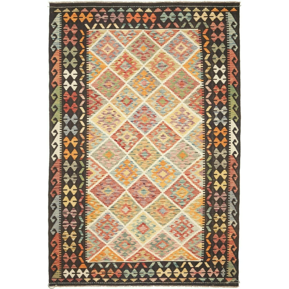 Tappeto Kilim Afghanistan marrone grigio 196x297