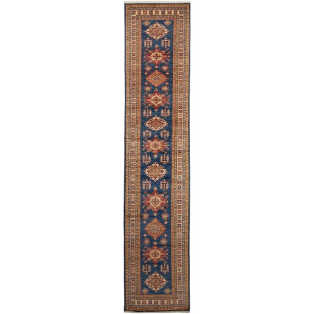 Tappeto Kazak Fine Pakistan azzurro arancione 83x386