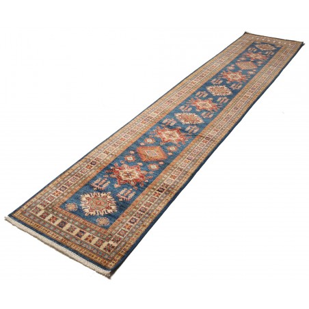 Tappeto Kazak Fine Pakistan azzurro arancione 83x386