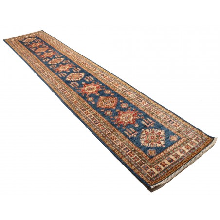 Tappeto Kazak Fine Pakistan azzurro arancione 83x386