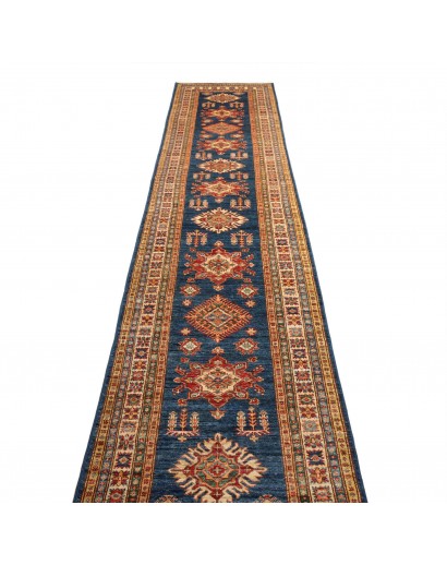 Tappeto Kazak Fine Pakistan azzurro arancione 83x386