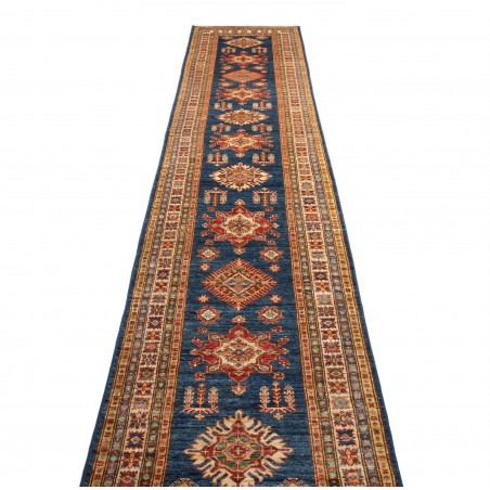 Tappeto Kazak Fine Pakistan azzurro arancione 83x386