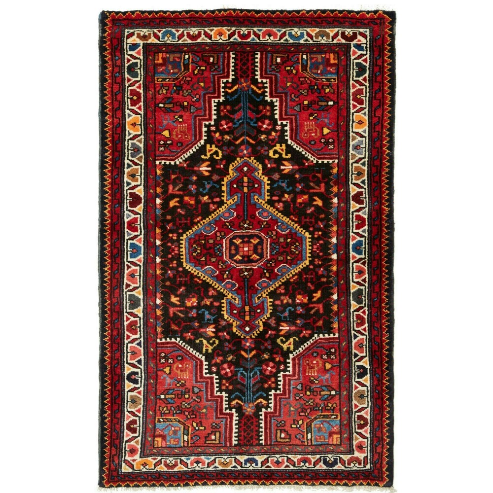 Tappeto Hamadan Persia grigio marrone 82x132 Tappeto Hamadan Persia grigio marrone 82x132
