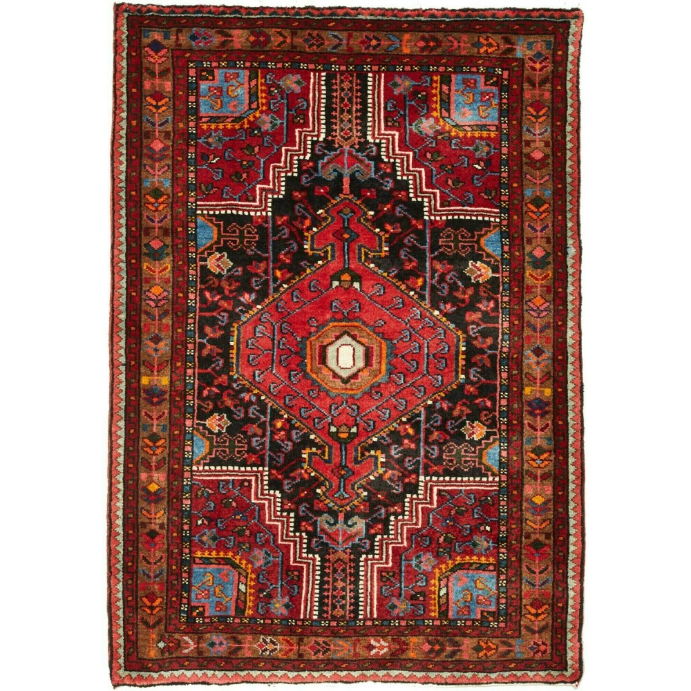 Tappeto Hamadan Persia marrone blu 86x124 Tappeto Hamadan Persia marrone blu 86x124