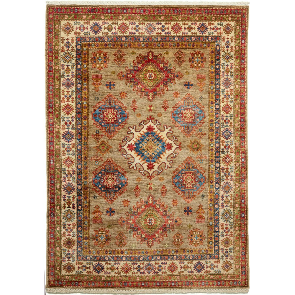 Tappeto Kazak Fine Pakistan arancione marrone 145x203 Tappeto Kazak Fine Pakistan arancione marrone 145x203
