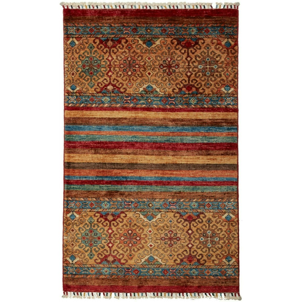 Tappeto Samarkand Pakistan marrone bianco 80x125 Tappeto Samarkand Pakistan marrone bianco 80x125