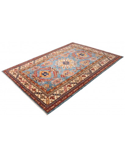 Tappeto Kazak Fine Pakistan azzurro arancione 168x239