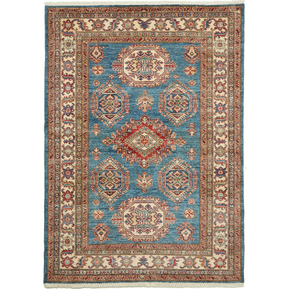 Tappeto Kazak Fine Pakistan bianco giallo 121x170 Tappeto Kazak Fine Pakistan bianco giallo 121x170