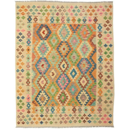 Tappeto Kilim Afghanistan marrone azzurro 160x202