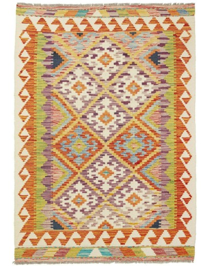 Tappeto Kilim Afghanistan marrone bianco 102x142