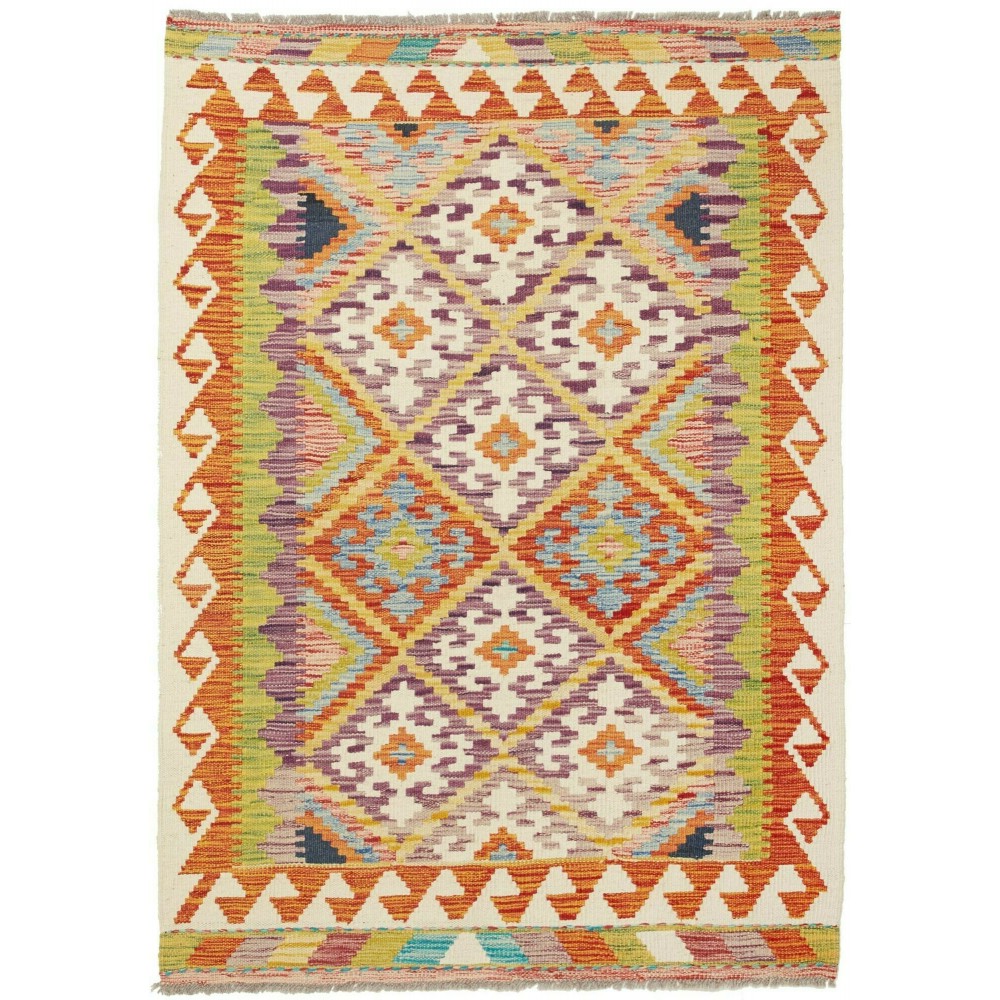 Tappeto Kilim Afghanistan marrone bianco 102x142