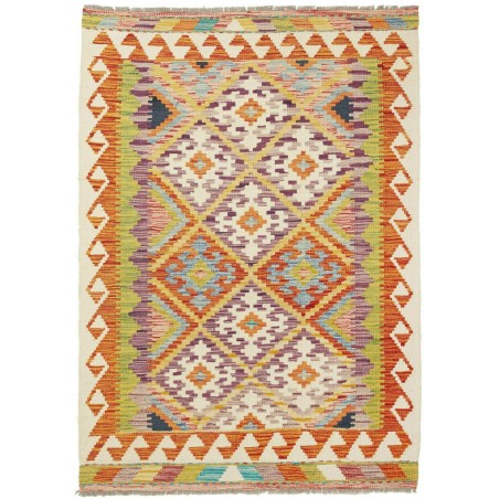 Tappeto Kilim Afghanistan marrone bianco 102x142