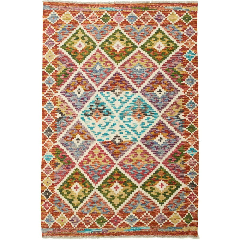 Tappeto Kilim Afghanistan rosso giallo 102x147