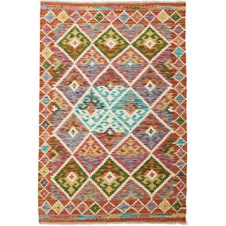 Tappeto Kilim Afghanistan rosso giallo 102x147