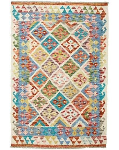Tappeto Kilim Afghanistan beige blu 100x150