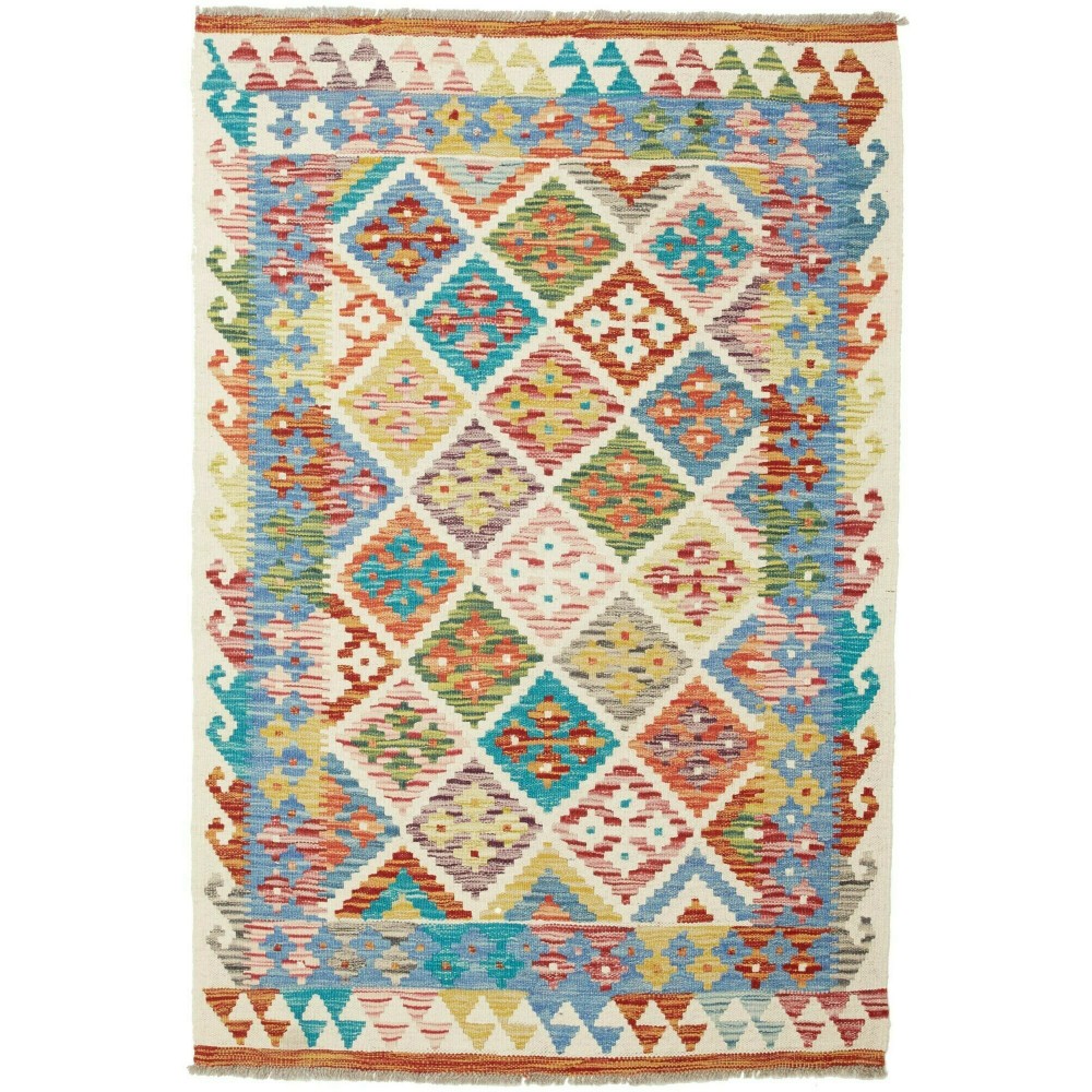 Tappeto Kilim Afghanistan beige blu 100x150