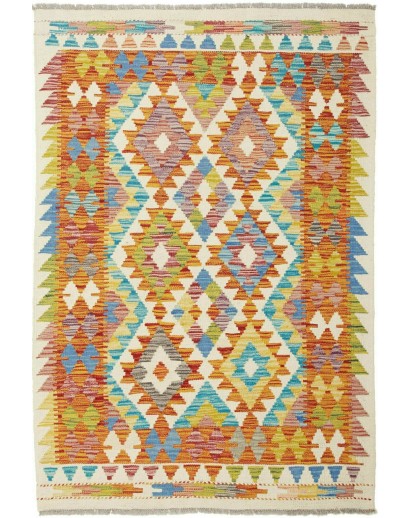 Tappeto Kilim Afghanistan beige blu 101x149