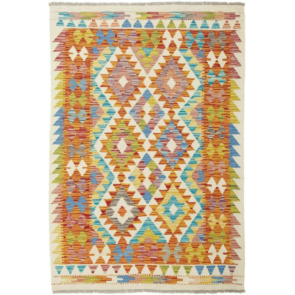 Tappeto Kilim Afghanistan beige blu 101x149