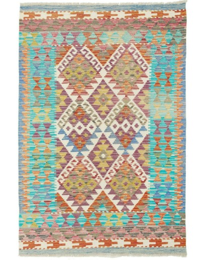 Tappeto Kilim Afghanistan azzurro verde 102x150