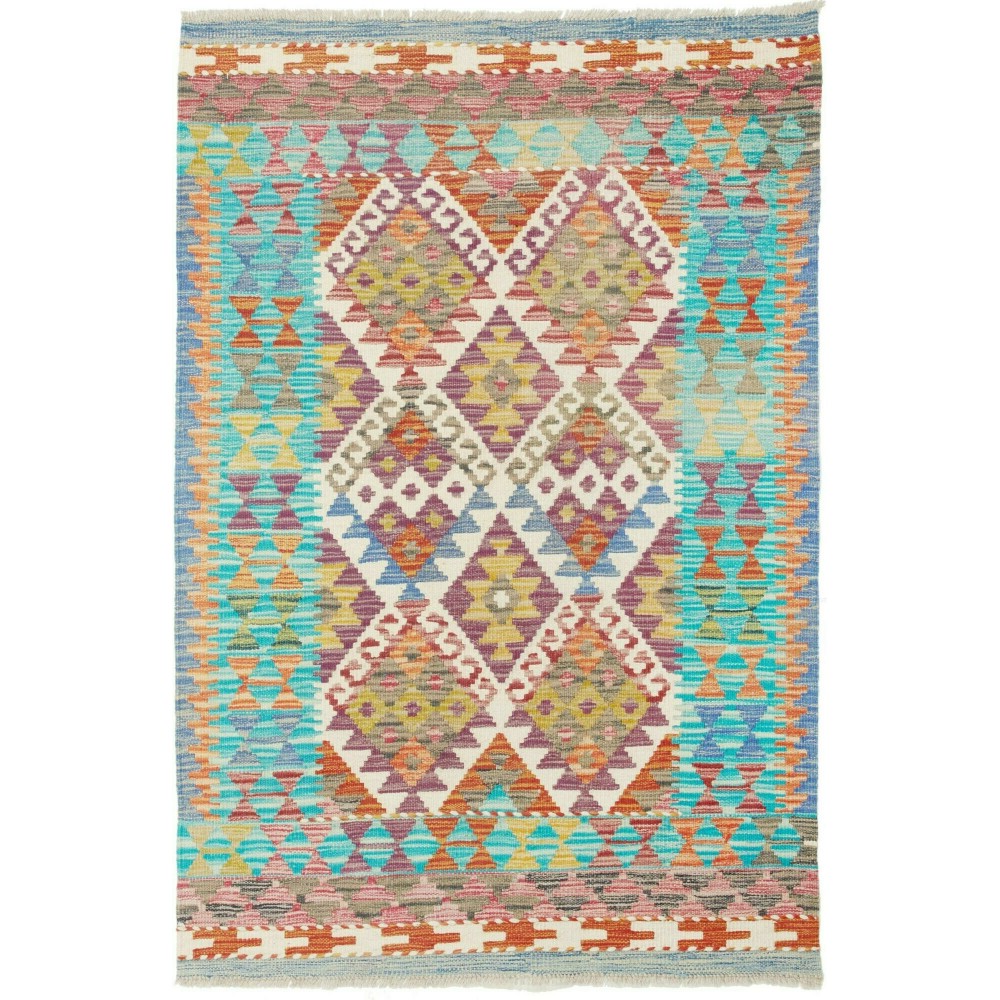 Tappeto Kilim Afghanistan azzurro verde 102x150