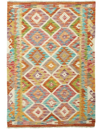Tappeto Kilim Afghanistan marrone rosso 105x149