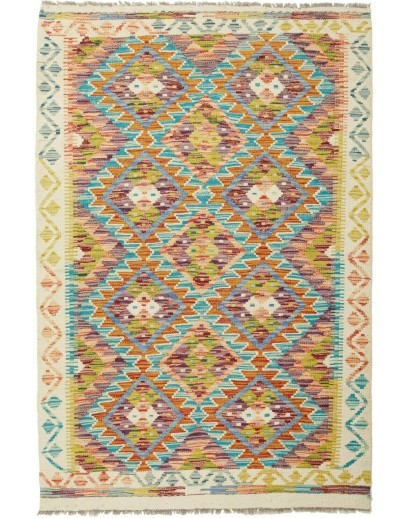 Tappeto Kilim Afghanistan marrone blu 103x155