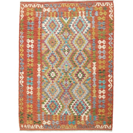Tappeto Kilim Afghanistan arancione bianco 153x208