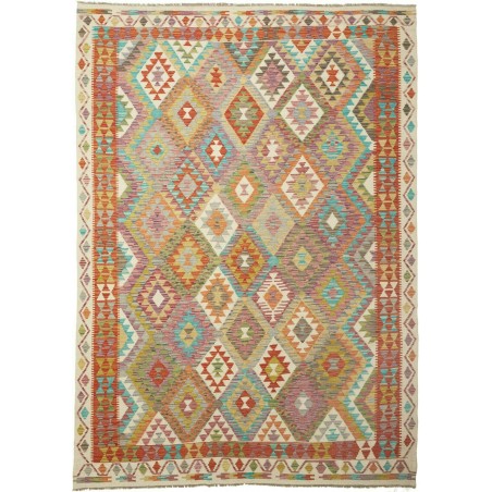 Tappeto Kilim Afghanistan marrone bianco 204x290