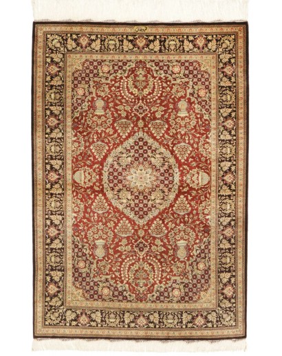Tappeto Ghom seta Persia arancione marrone 80x120