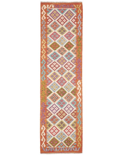 Tappeto Kilim Afghanistan marrone bianco 79x298