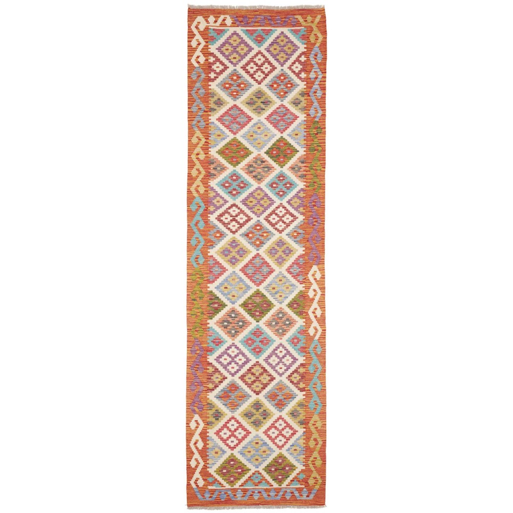 Tappeto Kilim Afghanistan marrone bianco 79x298