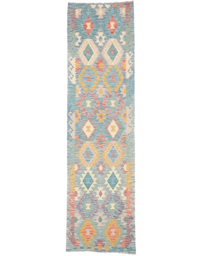 Tappeto Kilim Afghanistan beige azzurro 76x281