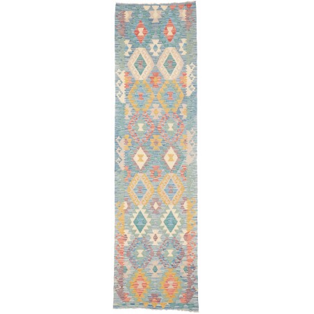 Tappeto Kilim Afghanistan beige azzurro 76x281
