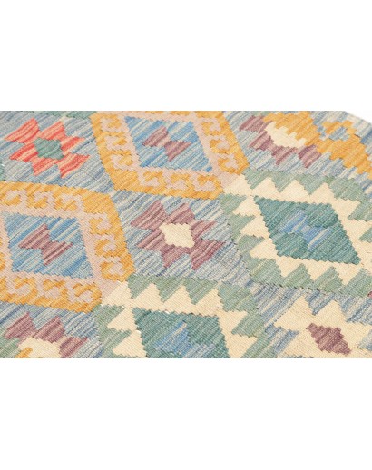 Tappeto Kilim Afghanistan beige azzurro 76x281