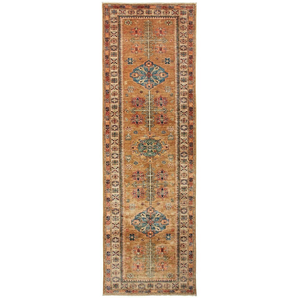 Tappeto Kazak Fine Pakistan arancione grigio 80x255 Tappeto Kazak Fine Pakistan arancione grigio 80x255