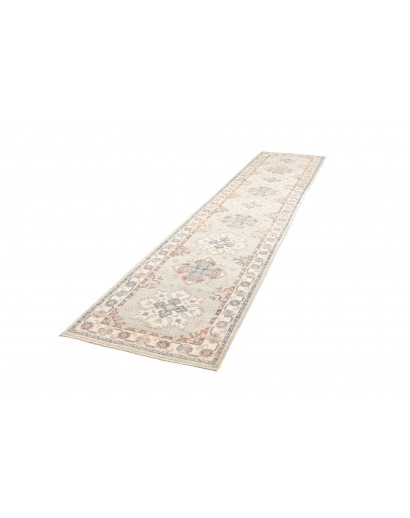 Tappeto Kazak Afghanistan bianco grigio 79x387