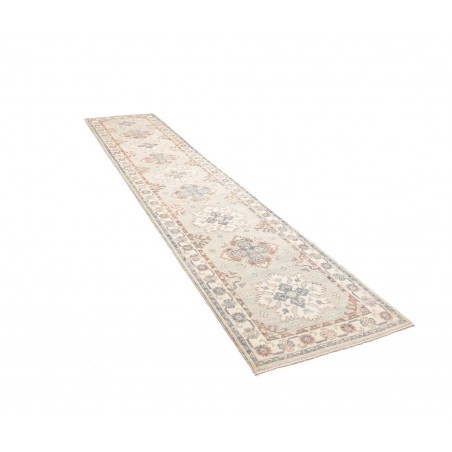 Tappeto Kazak Afghanistan bianco grigio 79x387
