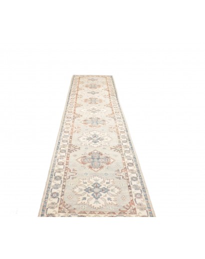 Tappeto Kazak Afghanistan bianco grigio 79x387
