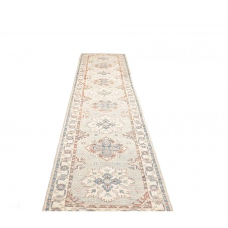 Tappeto Kazak Afghanistan bianco grigio 79x387