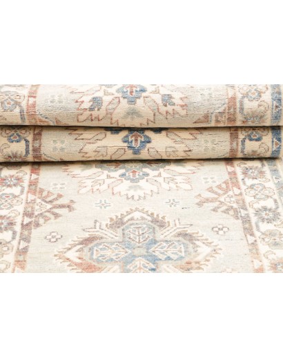 Tappeto Kazak Afghanistan bianco grigio 79x387