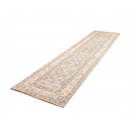 Tappeto Kazak Afghanistan bianco azzurro 93x373