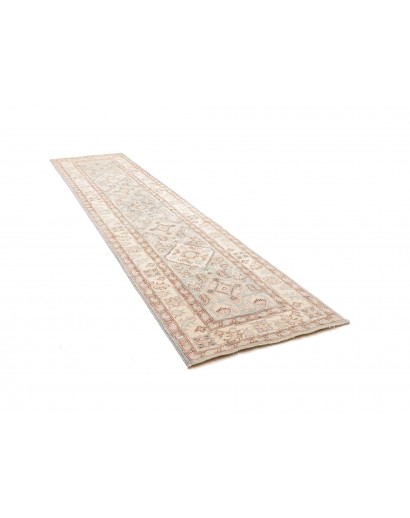 Tappeto Kazak Afghanistan bianco azzurro 93x373